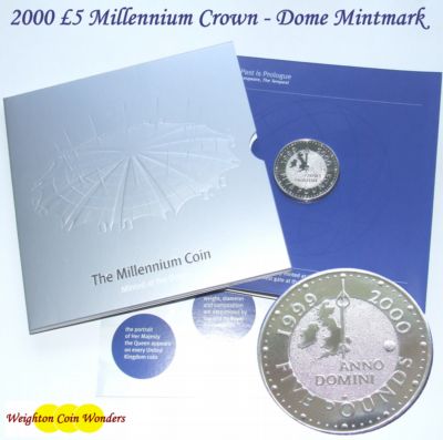 2000 BU £5 Coin Pack - Millennium - Dome Mintmark